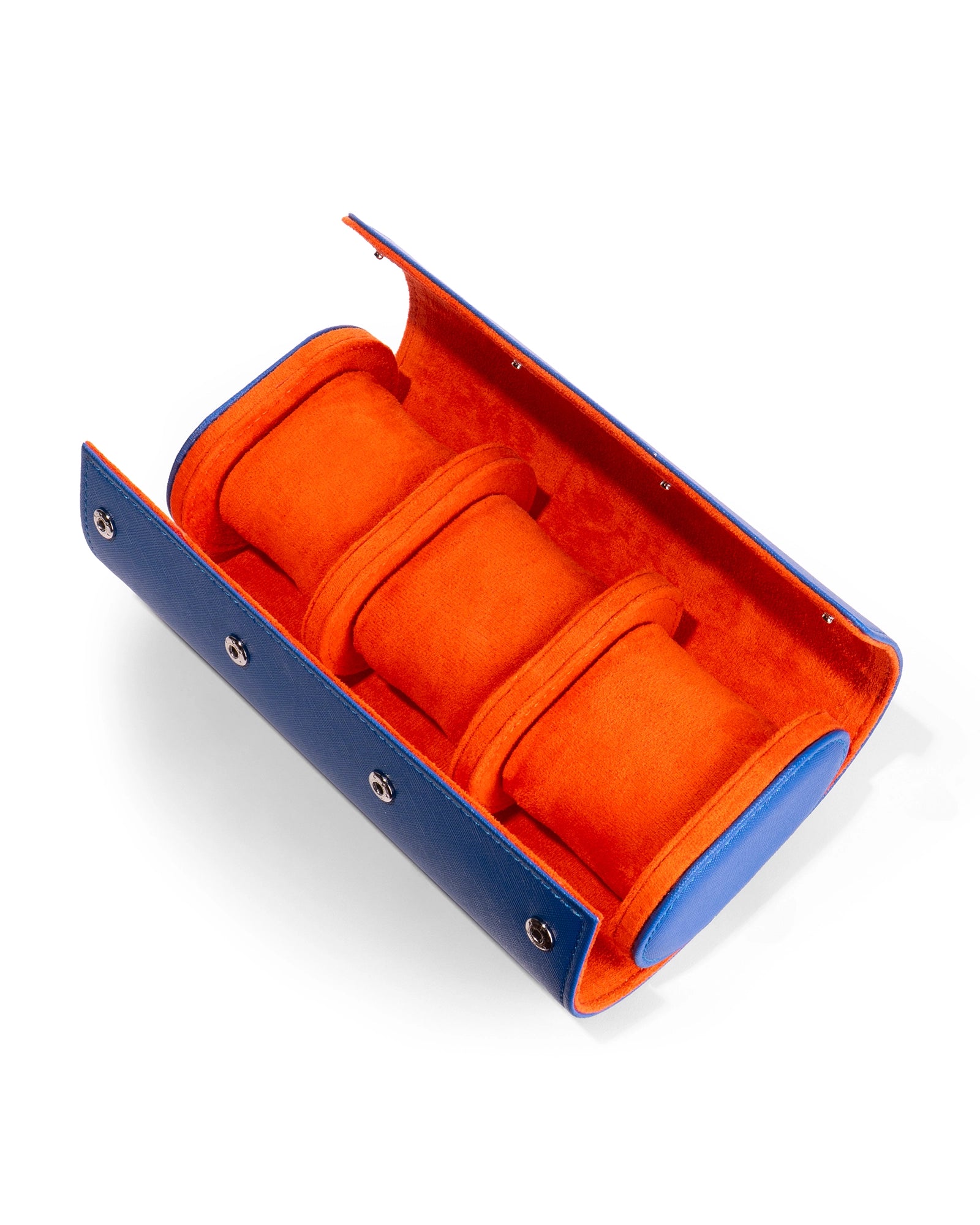 Blaues und orangefarbenes Uhrengehäuse – 3 Uhren