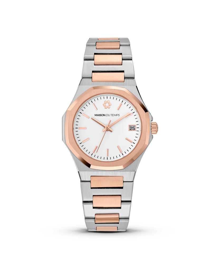MTGamma Damen Weiß Stahl Gold Rosa