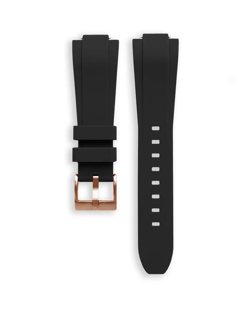 14 mm schwarzes Armband – Roségoldene Stahlschnalle