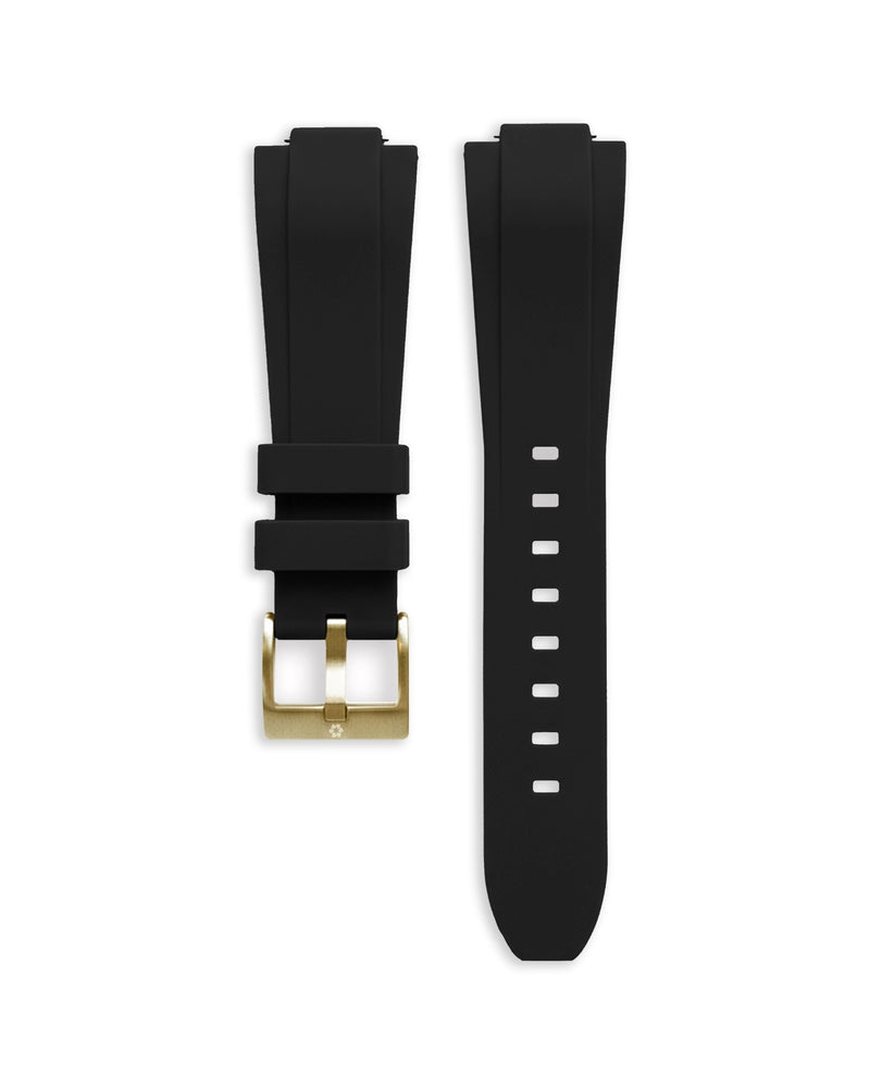 14 mm schwarzes Armband – Gelbgold-Stahlschnalle
