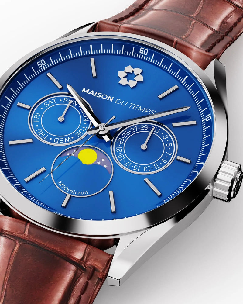 MTOmicron MoonPhase Blaues Leder Braun
